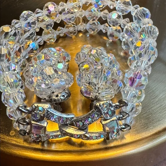 Vintage AB Crystal Bracelet and Earrings - Picture 3 of 15